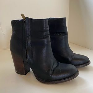 Black leather booties